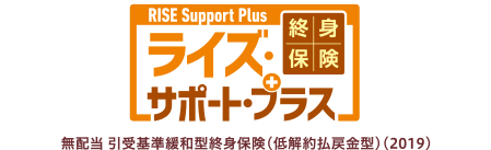 終身保険 RISE Support Plus [ライズ・サポート・プラス]／無配当 引受基準緩和型終身保険（低解約払戻金型）（2019）