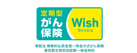 定期型 がん保険 Wish [ウィッシュ]／無配当 無解約払戻金型一時金方式がん保険 悪性新生物初回診断一時金特約