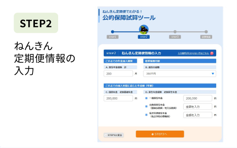 STEP2　年金定期便情報の入力