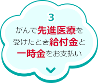 3.がんで先進医療を受けたとき給付金と一時金をお支払い