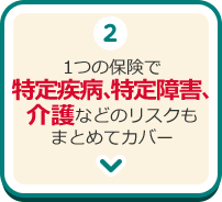 2.1つの保険で特定疾病、特定障害、介護などのリスクもまとめてカバー