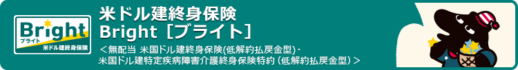 米ドル建終身保険Bright［ブライト］〈無配当 米国ドル建終身保険(低解約払戻金型)・米国ドル建特定疾病障害介護終身保険特約(低解約払戻金型)〉