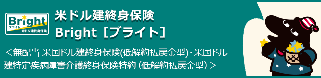 米ドル建終身保険Bright［ブライト］〈無配当 米国ドル建終身保険(低解約払戻金型)・米国ドル建特定疾病障害介護終身保険特約(低解約払戻金型)〉