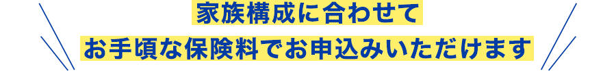 家族構成に合わせてお手頃な保険料でお申込みいただけます