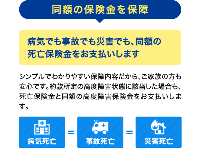 同額の保険金を保障