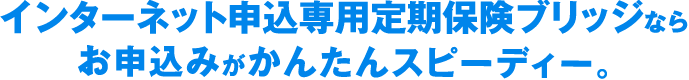 インターネット申込専用定期保険ブリッジならお申込みがかんたんスピーディー。