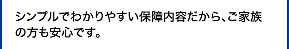 シンプルでわかりやすい保障内容だから、ご家族の方も安心です。