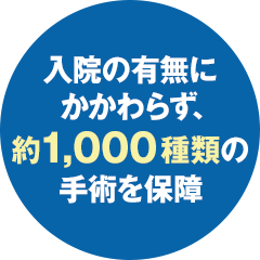 入院の有無にかかわらず、約1,000種類の手術を保障