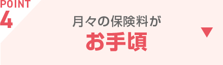 POINT4 月々の保険料がお手頃