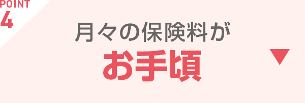 POINT4 月々の保険料がお手頃