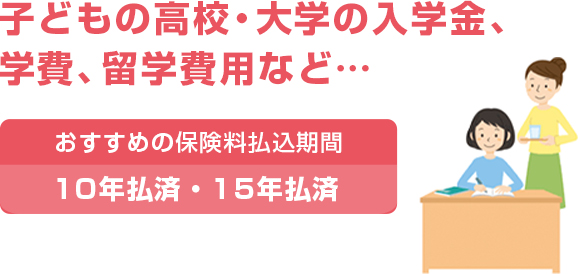 子どもの高校・大学の入学金、学費、留学費用など…