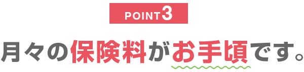 月々の保険料がお手頃です。