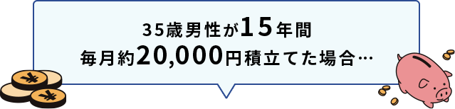 35歳男性が15年間毎月約20,000円積立てた場合…