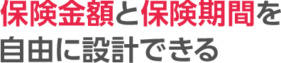 保険金額と保険期間を自由に設計できる
