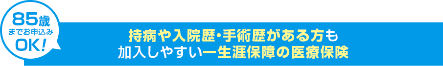持病や入院歴・手術歴がある方も加入しやすい一生涯保障の医療保険