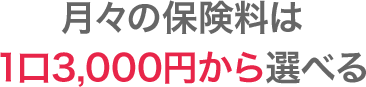 月々の保険料は1口3,000円から選べる