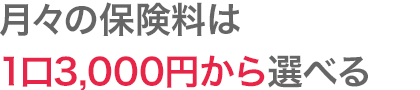 月々の保険料は1口3,000円から選べる