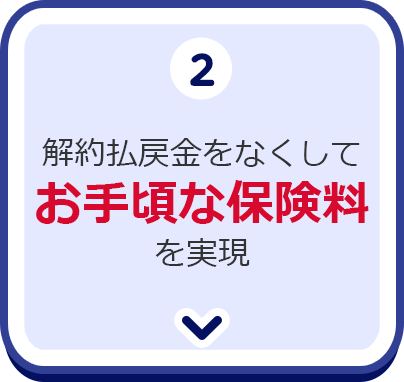 2.解約払戻金をなくしてお手頃な保険料を実現