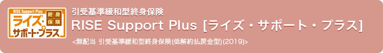 引受基準緩和型終身保険RISE Support Plus[ライズ・サポート・プラス]〈無配当 引受基準緩和型終身保険(低解約払戻金型)(2019)〉