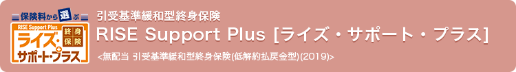 引受基準緩和型終身保険RISE Support Plus[ライズ・サポート・プラス]〈無配当 引受基準緩和型終身保険(低解約払戻金型)(2019)〉