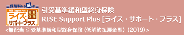 引受基準緩和型終身保険RISE Support Plus[ライズ・サポート・プラス]〈無配当 引受基準緩和型終身保険(低解約払戻金型)(2019)〉